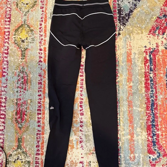 ALO Black Leggings with White Trim - Picture 3 of 4